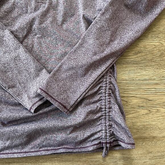 Calia Heathered Purple Quarter Zip Ruched Long Sleeve Pullover Size Small - Picture 2 of 6
